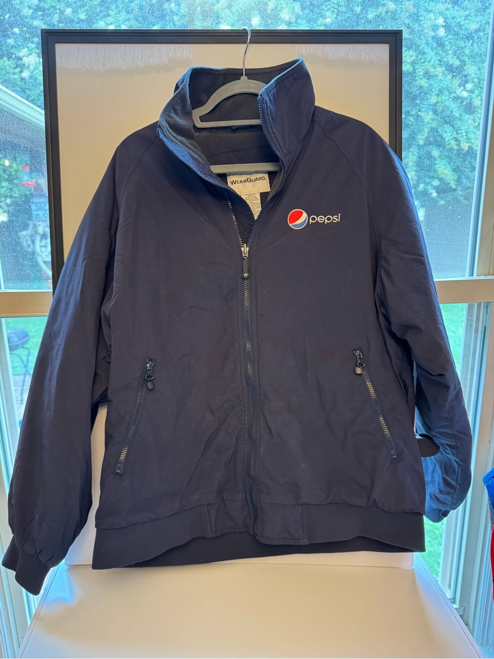 WearGuard Pepsi Logo Jacket Men's Large Polyester Outer Fleece Lined Coat Navy